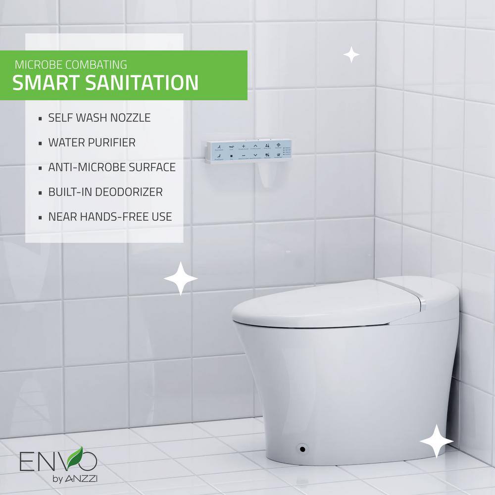 ANZZI Envo Aura Elongated Smart Bidet Toilet in White with Remote TL-STSF851WH