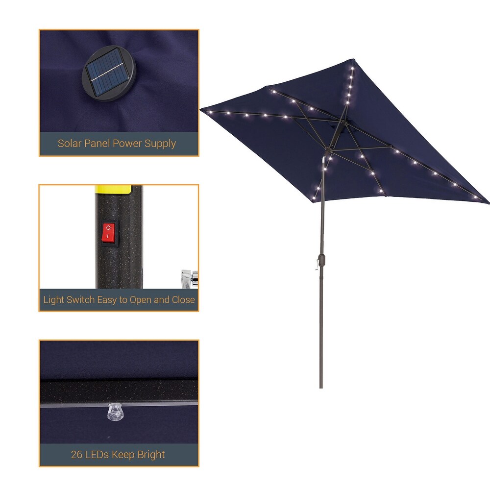 BONOSUKI Outdoor 10 x 6.5ft LED Umbrella Patio Market Table Umbrella