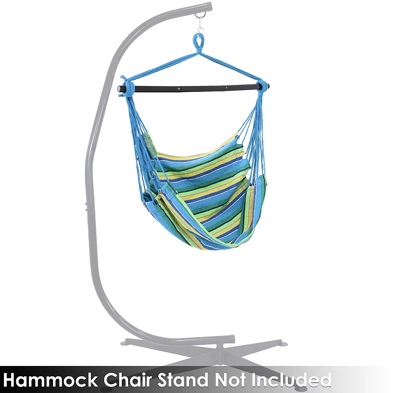 Sunnydaze Hanging Rope Hammock Chair Swing with Collapsible Bar