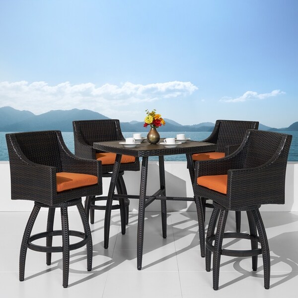 Deco 5 Piece Sunbrella Outdoor Patio Barstool Set