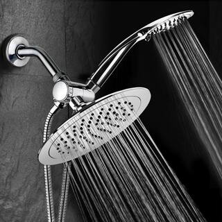 5-spray 8 in. Dual Shower Head and Handheld Shower Head with Waterfall in chrome 21442