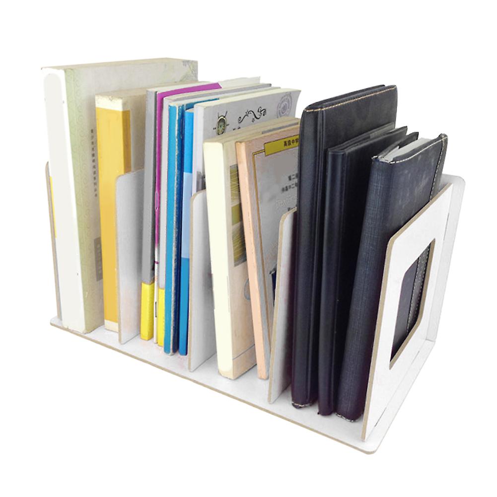 Wooden Diy Desktop Bookshelf Rack Books Dvd Storage Holder For Students Kids Adult (warm White)