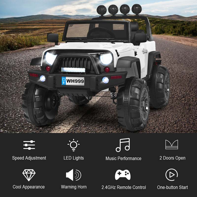 12V Kids Ride On Truck Battery Powered Riding Toy Car Jeep with Spring Suspension & Trunk