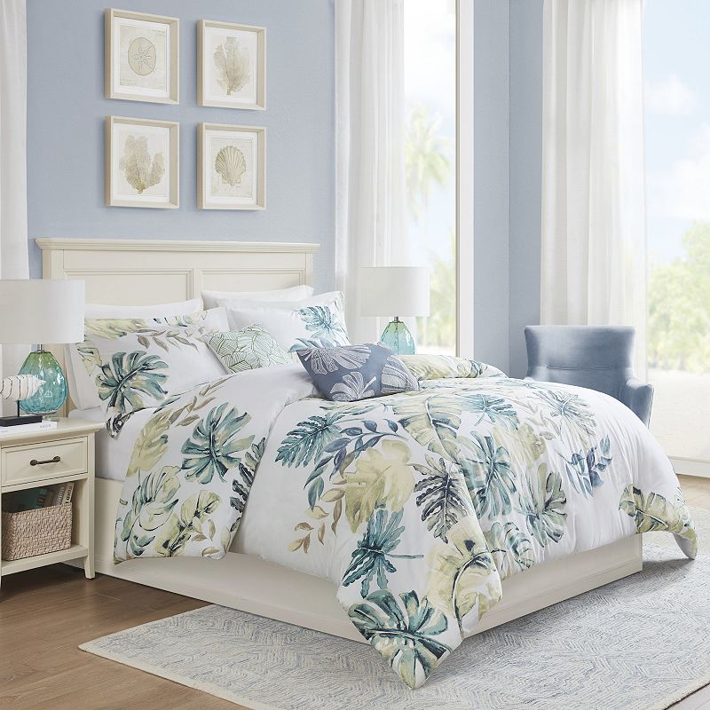 Harbor House Lorelai 5-Piece Sateen Coastal Duvet Cover Set with Throw Pillows