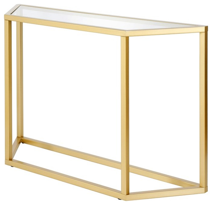 Henn ampHart 44 quotBrass Metal/Glass Console Table   Contemporary   Console Tables   by Homesquare  Houzz