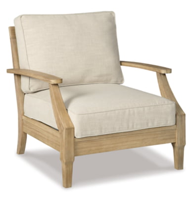 Signature Design by Ashley Outdoor Clare View Eucalyptus Cushioned Deep Seated Lounge Chair, Beige