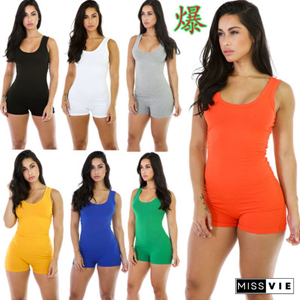 Pure Color Sexy Backless Sportswear Jumpsuit