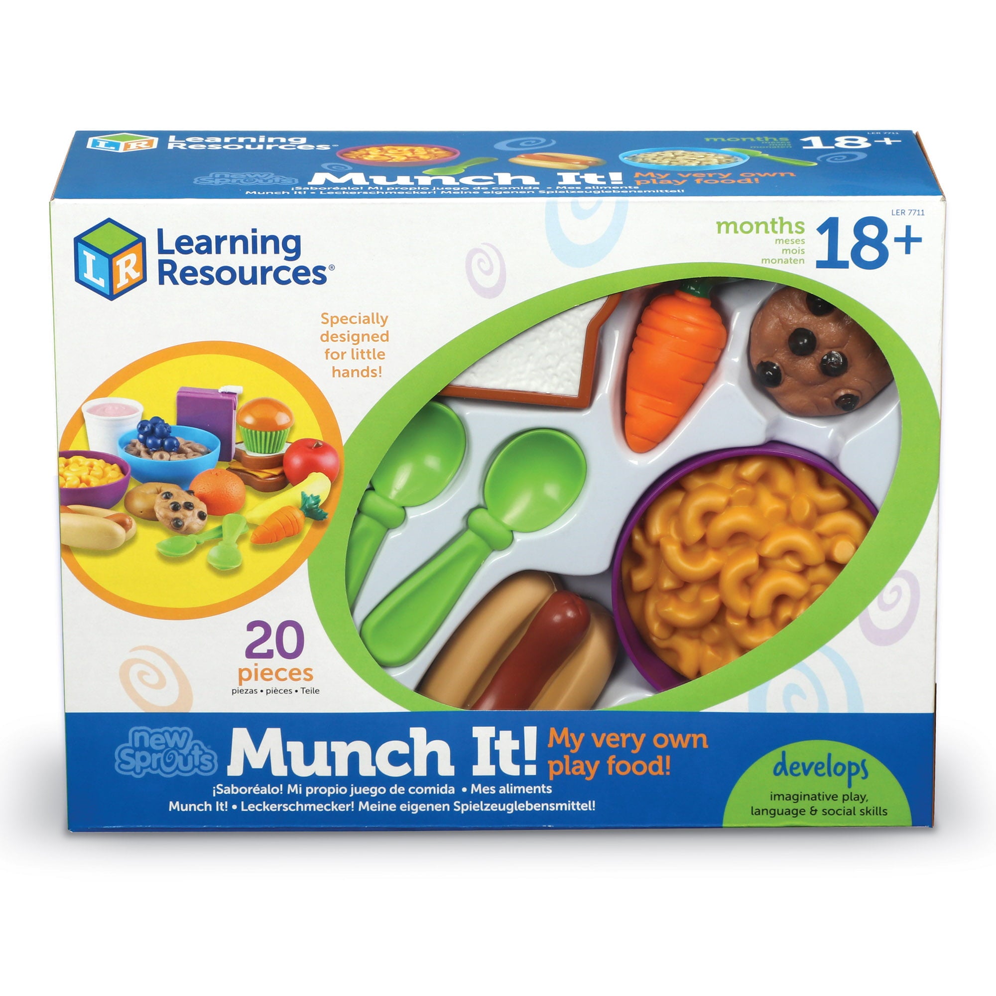 Learning Resources New Sprouts Munch It! Food Set - 20 Pieces, Pretend Play Toys for Boys and Girls Ages 18+ Months