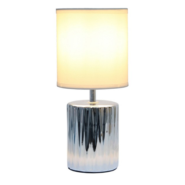 Tall Ruffled Capsule Bedside Table Desk Lamp With White Drum Fabric Shade Simple Design