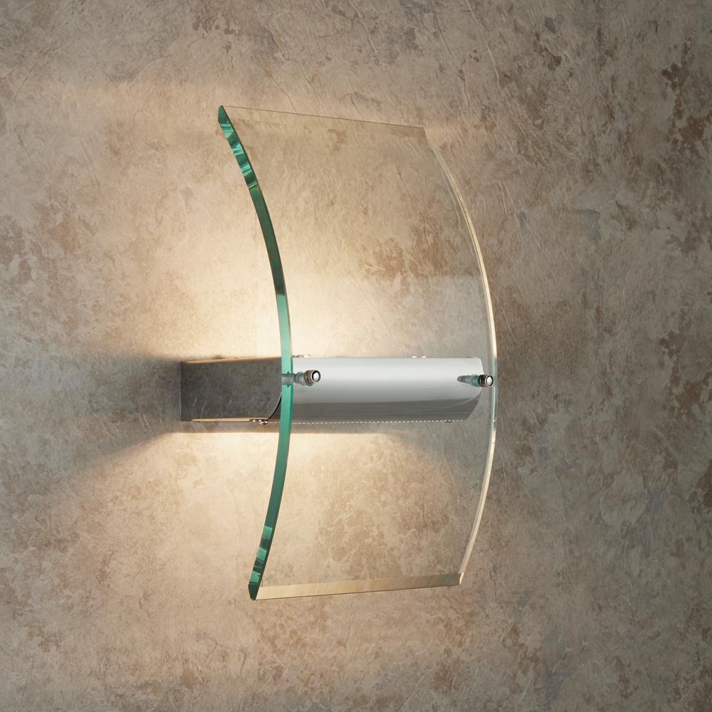 Searchlight 4115-LED LED Chrome & Clear Bevelled Glass Modern Curved Wall Light