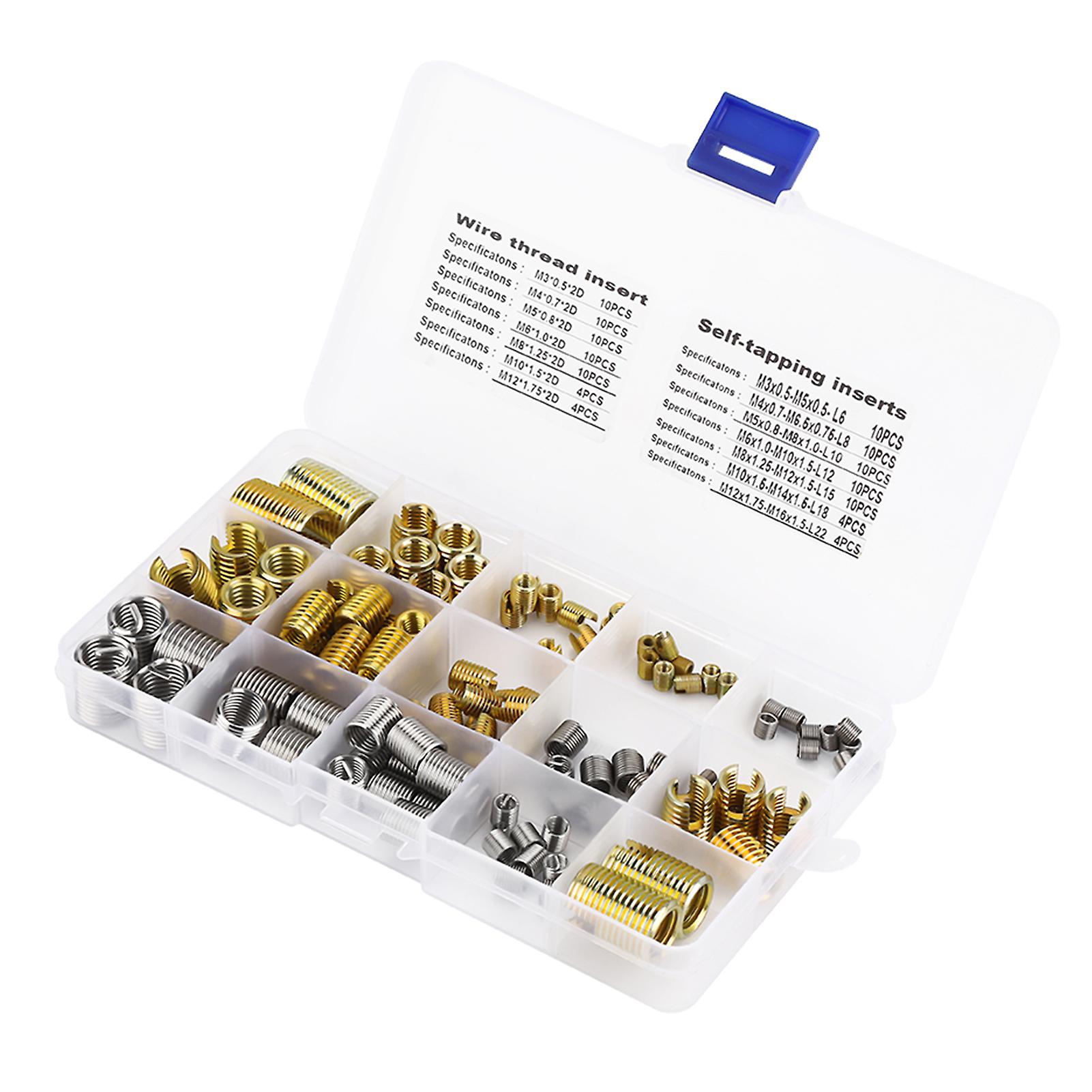 116pcs Self Tapping Thread Slotted Inserts And Steel Wire Thread Inserts Combination Set