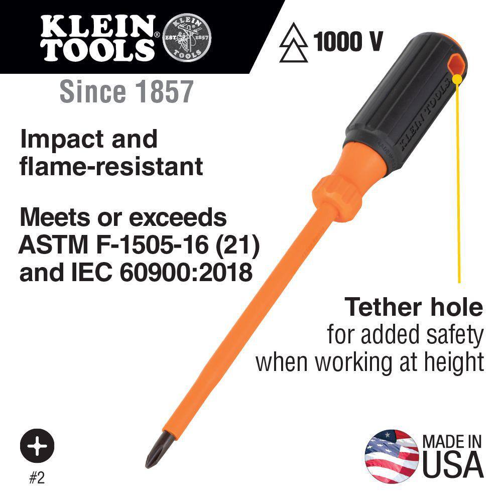 Klein Tools Insulated Screwdriver #2 Phillips 4 in. Round Shank 6834INS