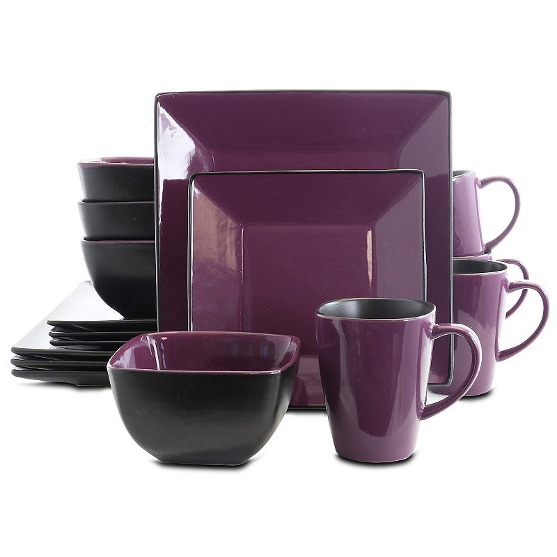 Elama Mulberry Loft 16 Piece Modern Premium Stoneware Dinnerware Set