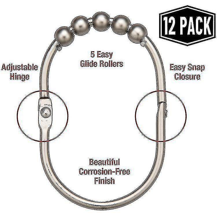 Depot Set Of 12 Stainless Steel Wide Shower Curtain Ring Hooks (shiny Nickel)