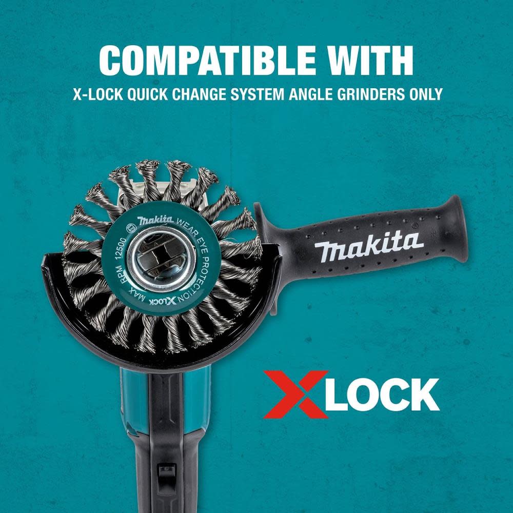 Makita X-LOCK 4-1/2 Stainless Steel Stringer Bead Twist Wire Wheel ;