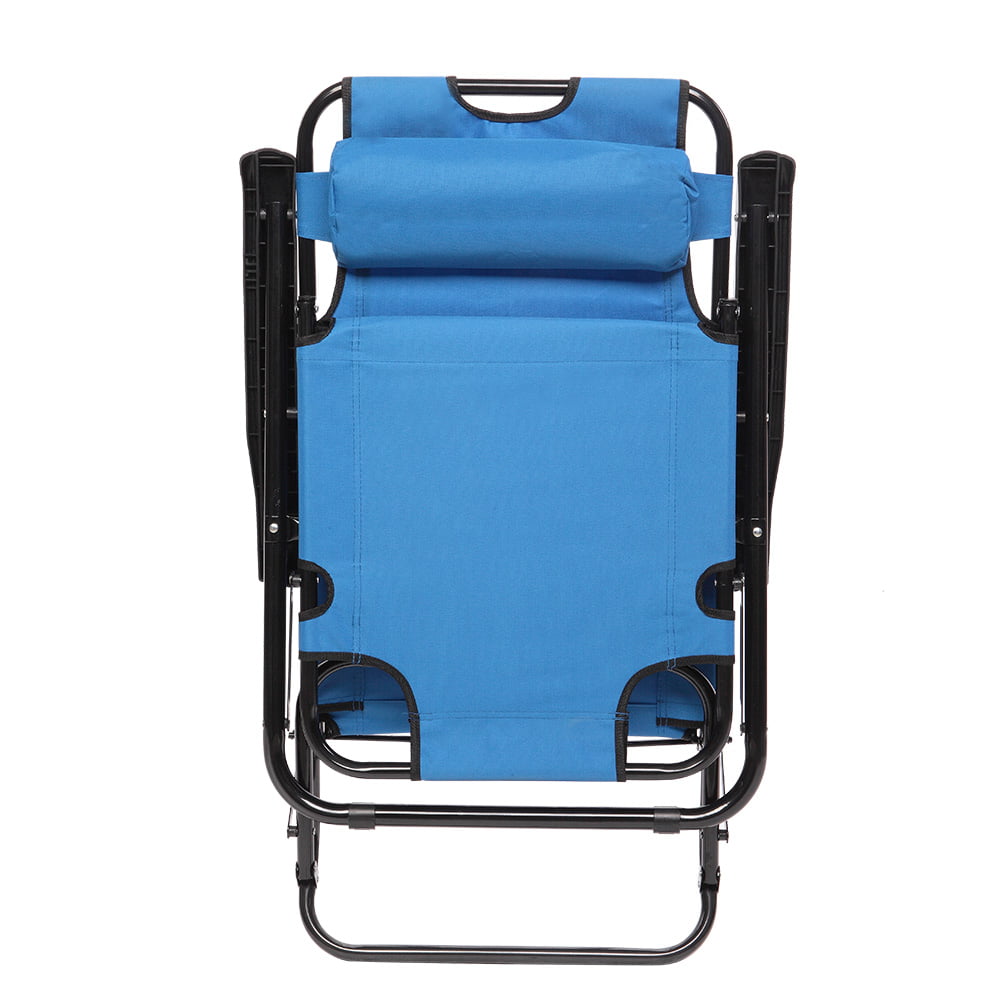 JUMPER Lounge Beach Chair Foldable Patio Recliner with Adjustable Headrest， Blue