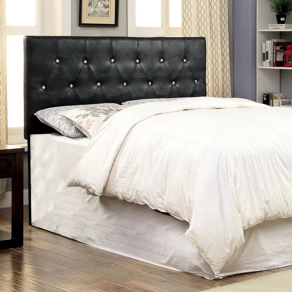 Huntress I Crocodile Glam Faux Leather Button Tufted Headboard by Furniture of America