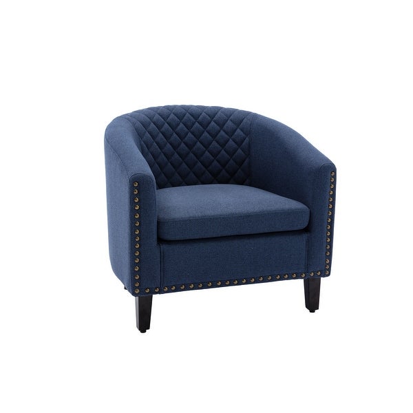 Stylish and Comfortable Barrel Chair for Home Decor， Navy Linen