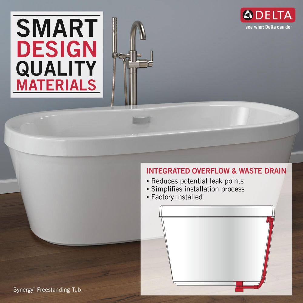 Delta Synergy 60 in. x 32 in Soaking Bathtub with Center Drain in High Gloss White B14416-6032-WH