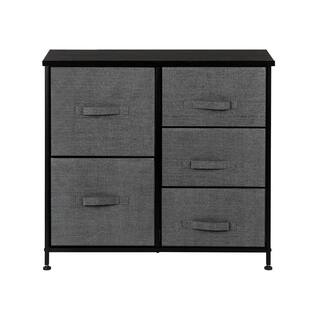 Karl home 11.81 in. W x 27.56 in. H Gray 5-Drawer Fabric Storage Chest with Gray Drawers 302992574522