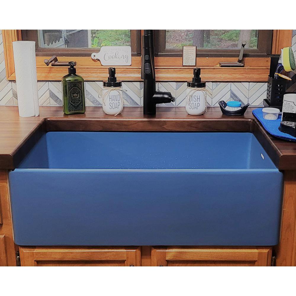 SINKOLOGY Bradstreet II 33 in. Farmhouse Single Bowl Matte Blue Fireclay Kitchen Sink SK493-33FC-MBU