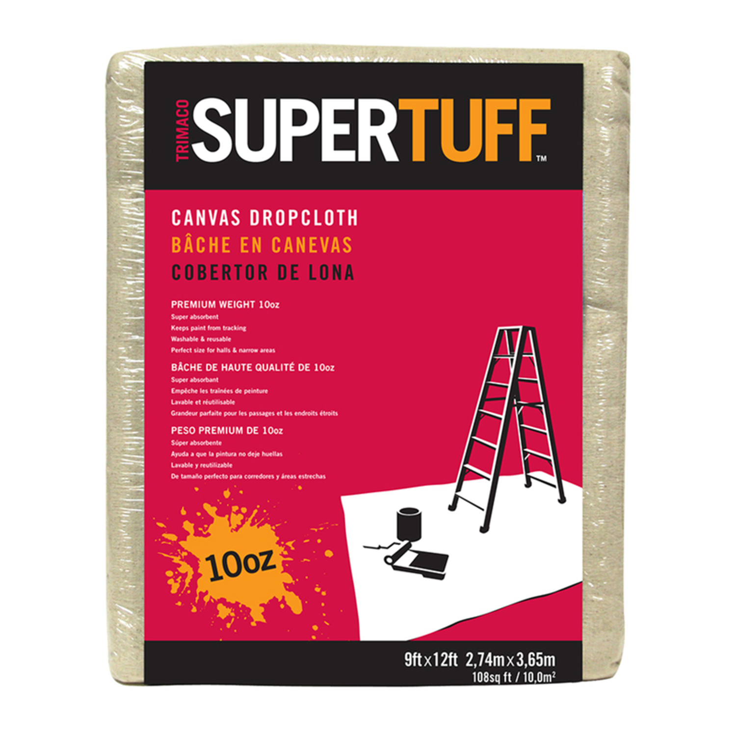 Trimaco SuperTuff 9 ft. W X 12 ft. L 10 oz Canvas Drop Cloth 6 pk