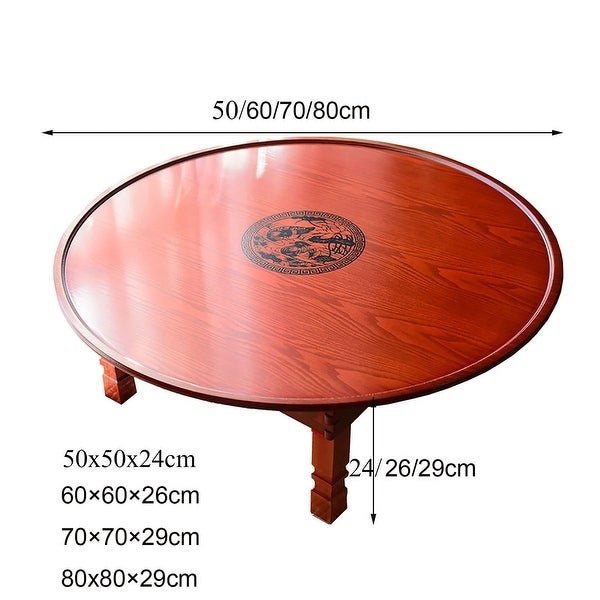 Folding Round Table， Korean Solid Wood Dining Table/Study Table/Coffee Table/Kang Table - as picture