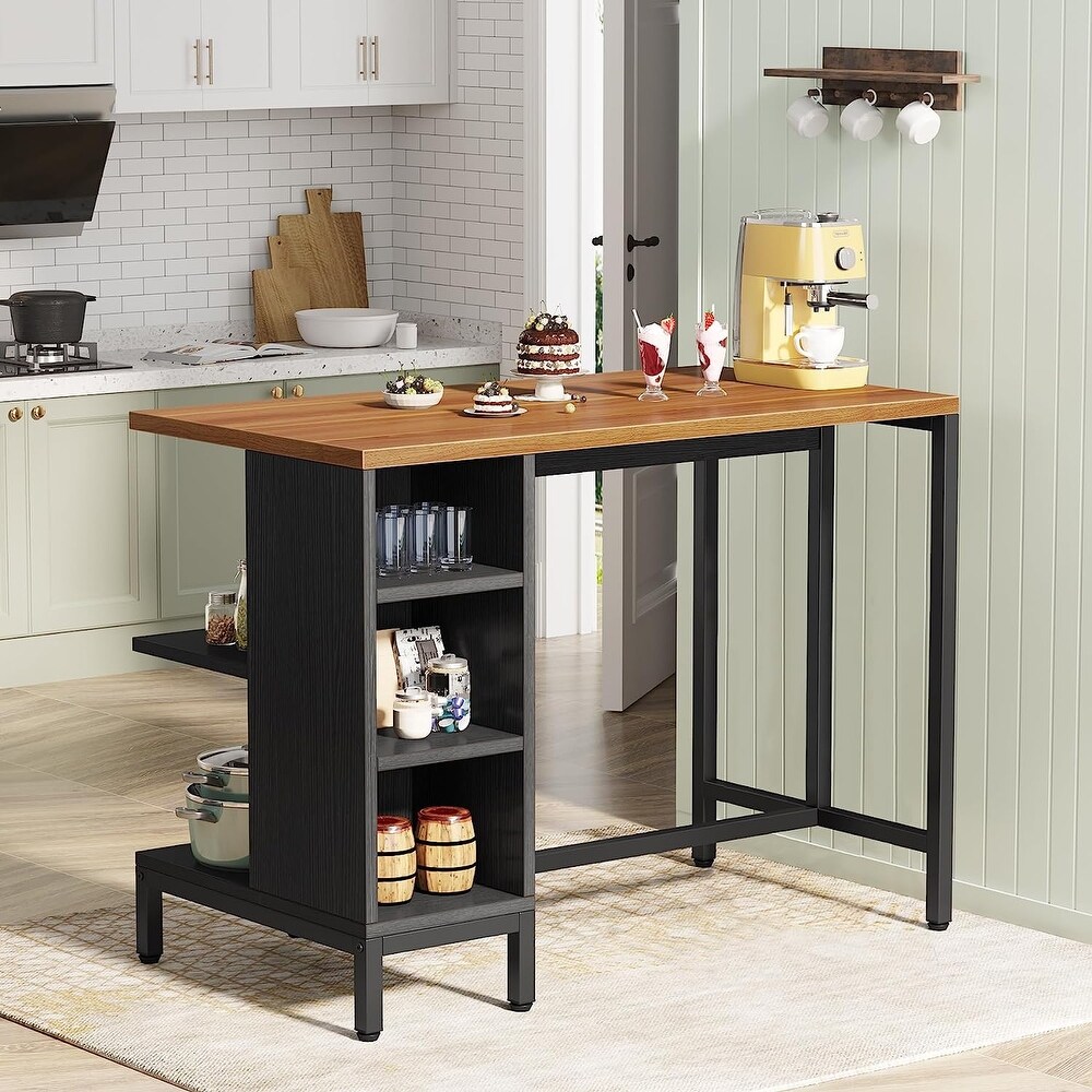 Kitchen Island with 5 Open Shelves  Industrial Dining Island Table with Large Worktop  Freestanding Kitchen Island Table