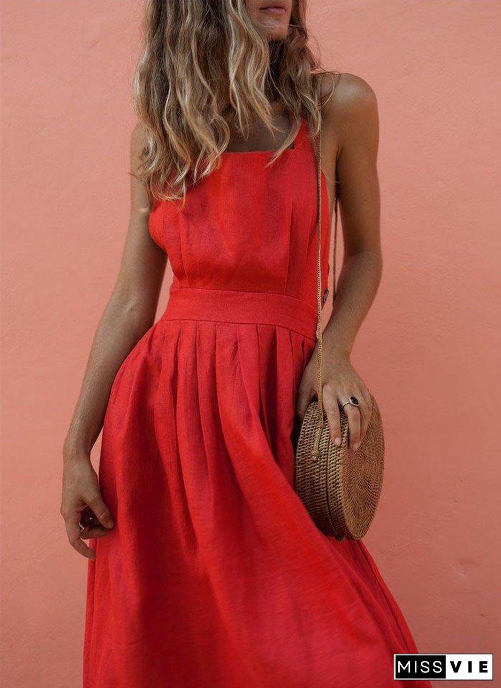 Backless Lace Up Summer Dress