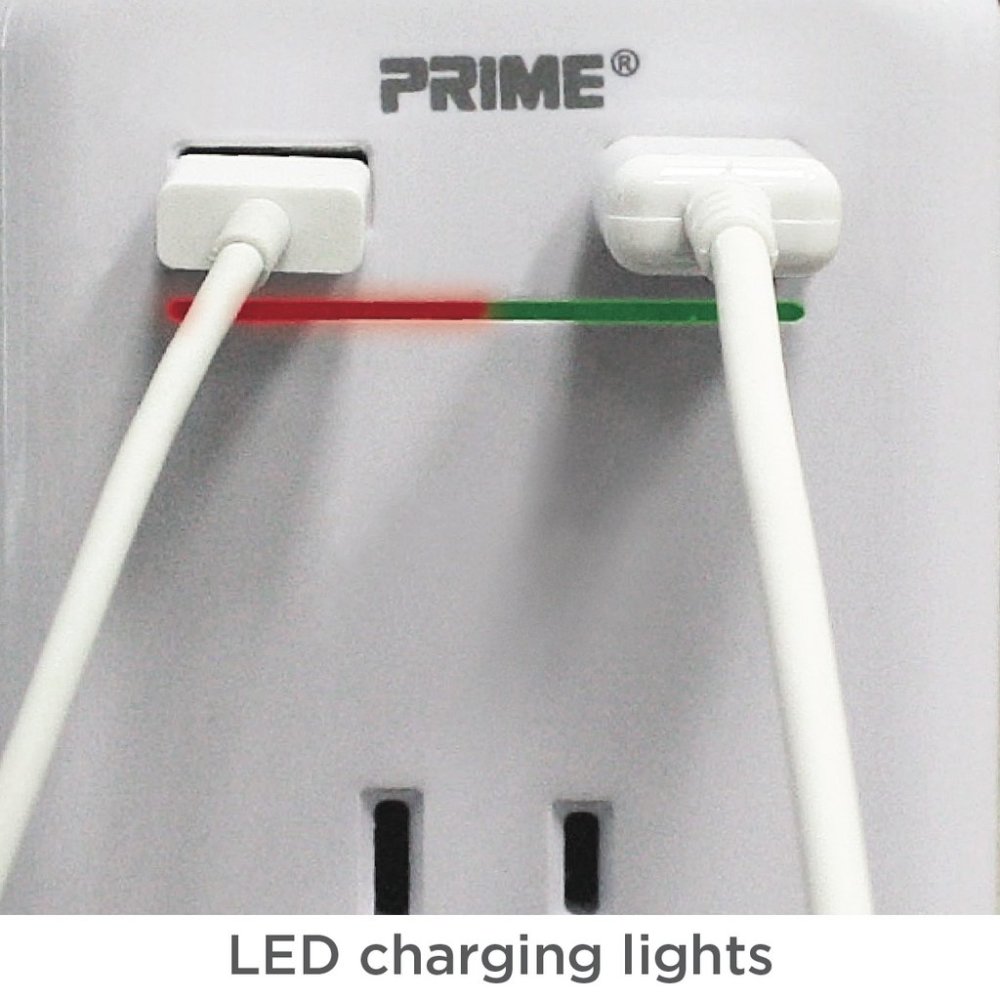 Prime 3 Prong 2 Outlet with 2 Port USB Charger