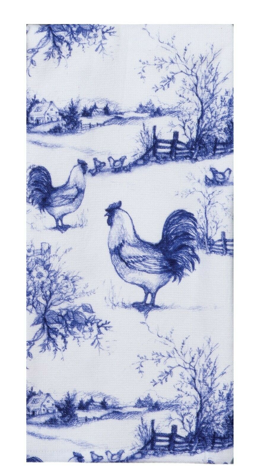 Set of 2 BLUE ROOSTER Country and Floral Terry Kitchen Towels by Kay Dee Designs