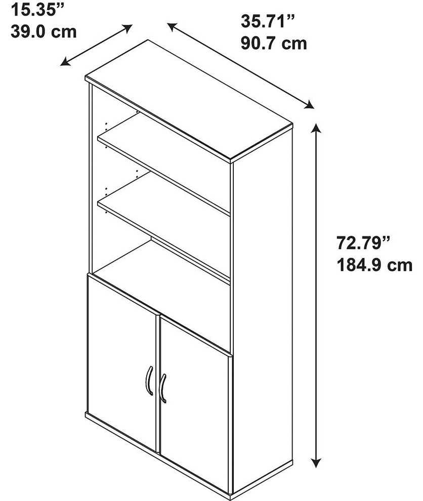 Series C Elite 36W 5 Shelf Bookcase with Doors in Hansen Cherry   Transitional   Bookcases   by ShopLadder  Houzz