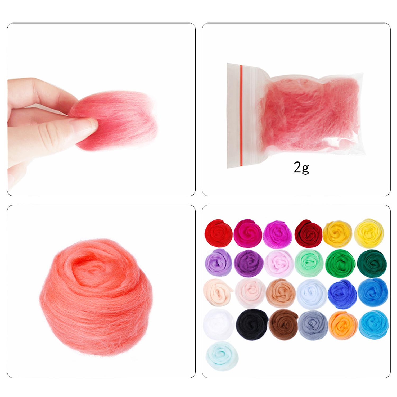 Multicolor Needle Felting Kit Wool Roving 25 Colors Set Needle Felting Starter Kit Fibre Yarn Needle Felting Supplies For Diy Crafting Home Office Art