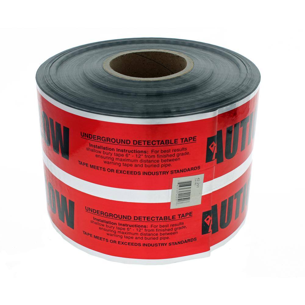 IDEAL 6 in. x 1000 ft. Detectable Underground Caution Tape for Buried Electrical Service Lines Red 42-251