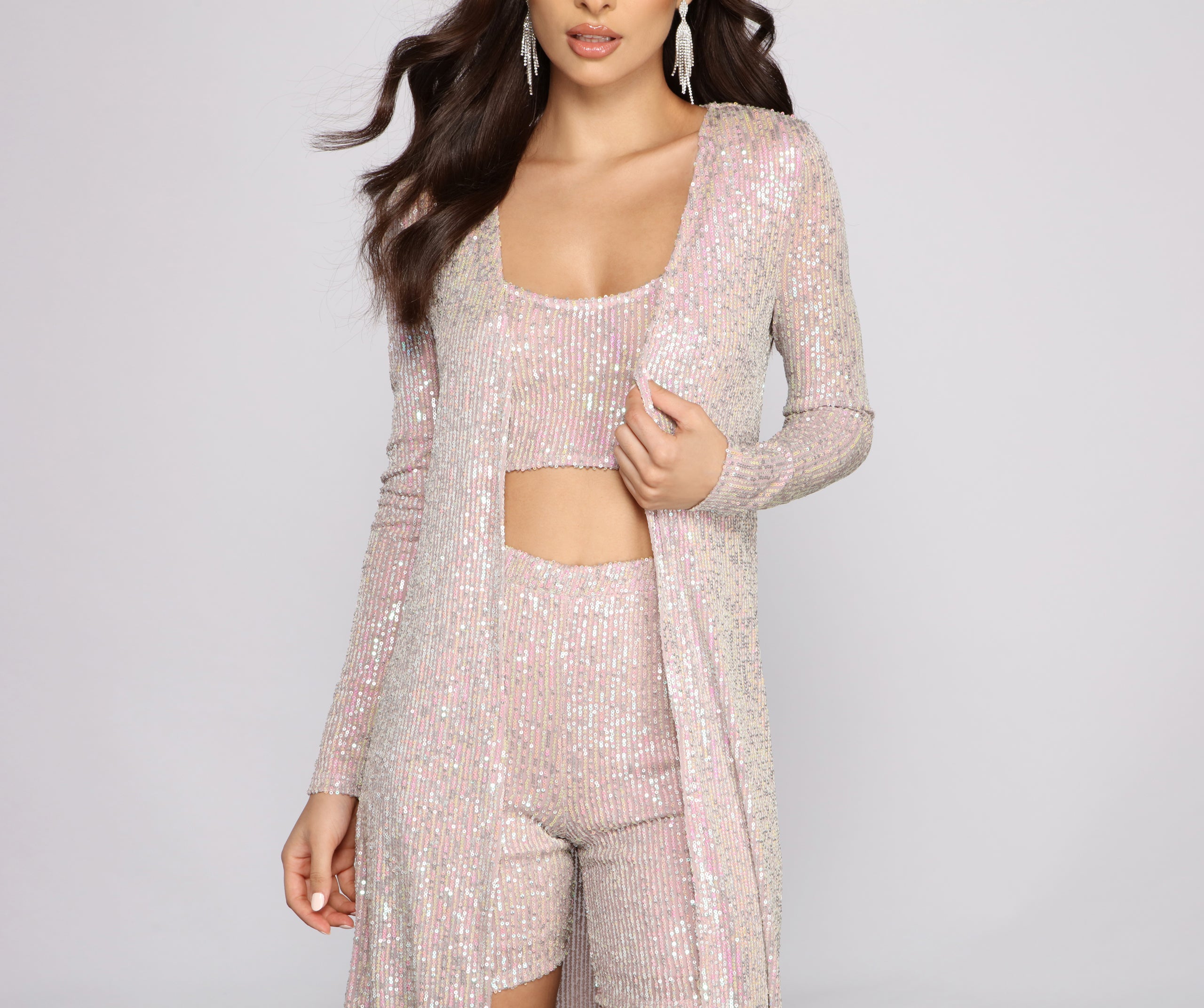 Sassy In Sequins Long Sleeve Duster