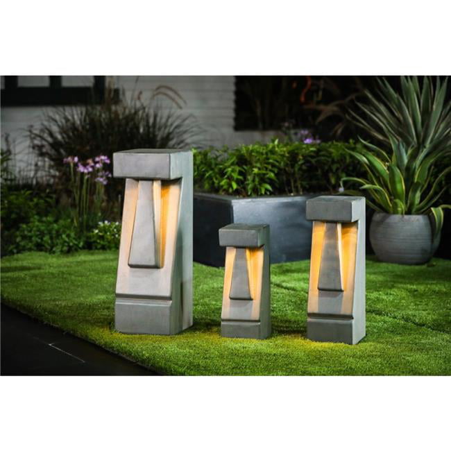 Luxen Home Cement 23.25in.H Easter Island Tiki LED Solar Bollard Light