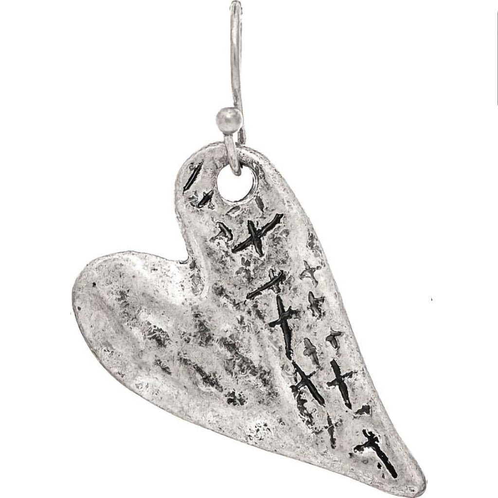 Rain   Silver Artisan Engraved Heart Earring