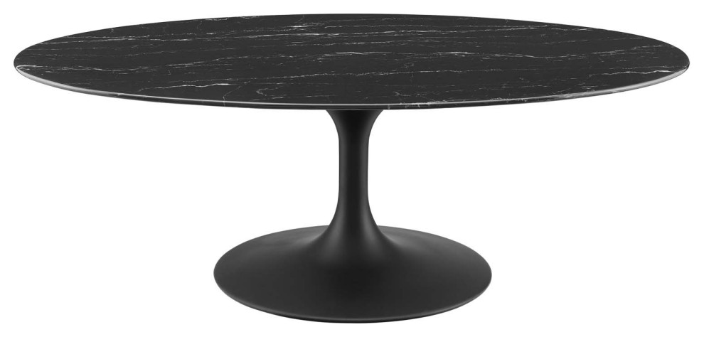 Coffee Table  Oval  Artificial Marble  Metal  Black  Modern  Lounge Hospitality   Midcentury   Coffee Tables   by House Bound  Houzz