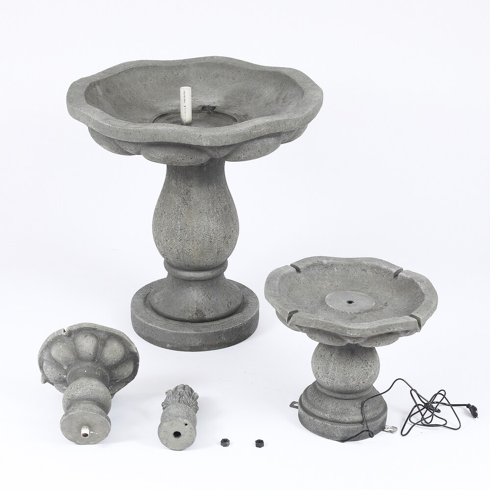 57 Inch Gray Resin 3 Tier Round Outdoor Garden Fountain