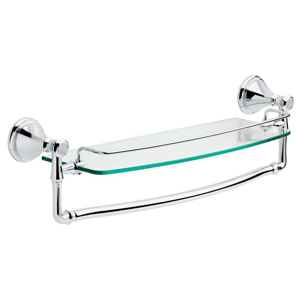 Delta Cassidy 18 in. Glass Bathroom Shelf with Towel Bar in Chrome 79710