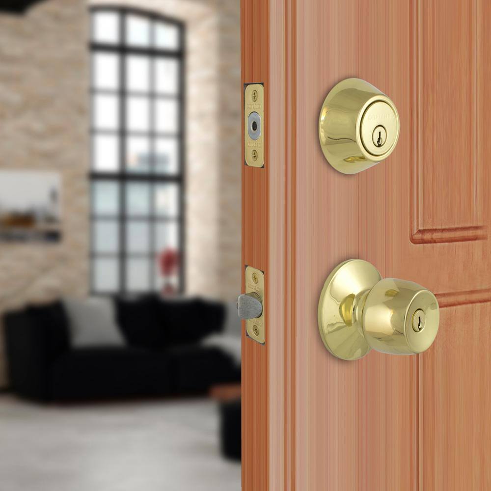 Defiant Brandywine Polished Brass Combo Pack with Double Cylinder Deadbolt 32B87D2B