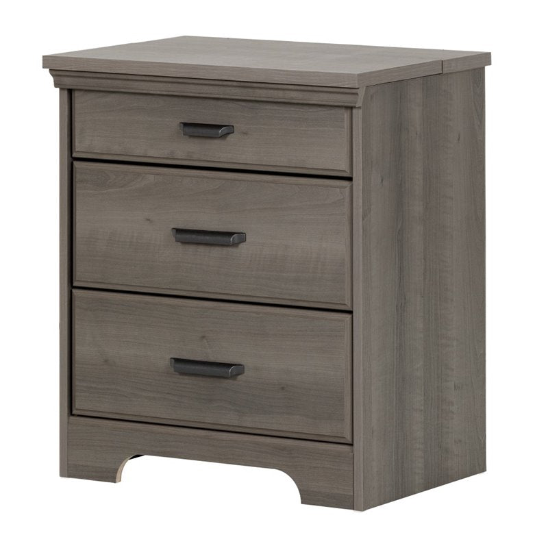 Home Square 2 Drawer Wood Nightstand Set in Gray Maple (Set of 2)