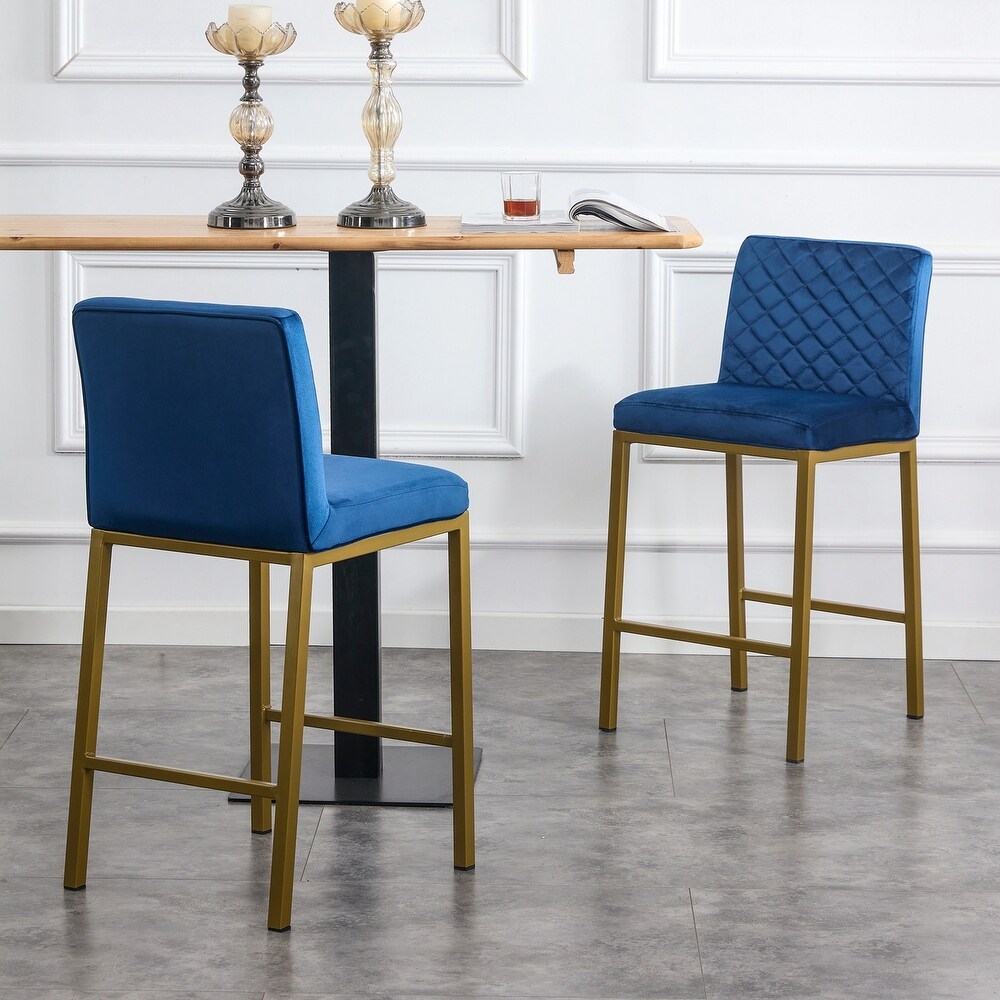 Metal Legs Velvet Bar Chair (Set of 2)