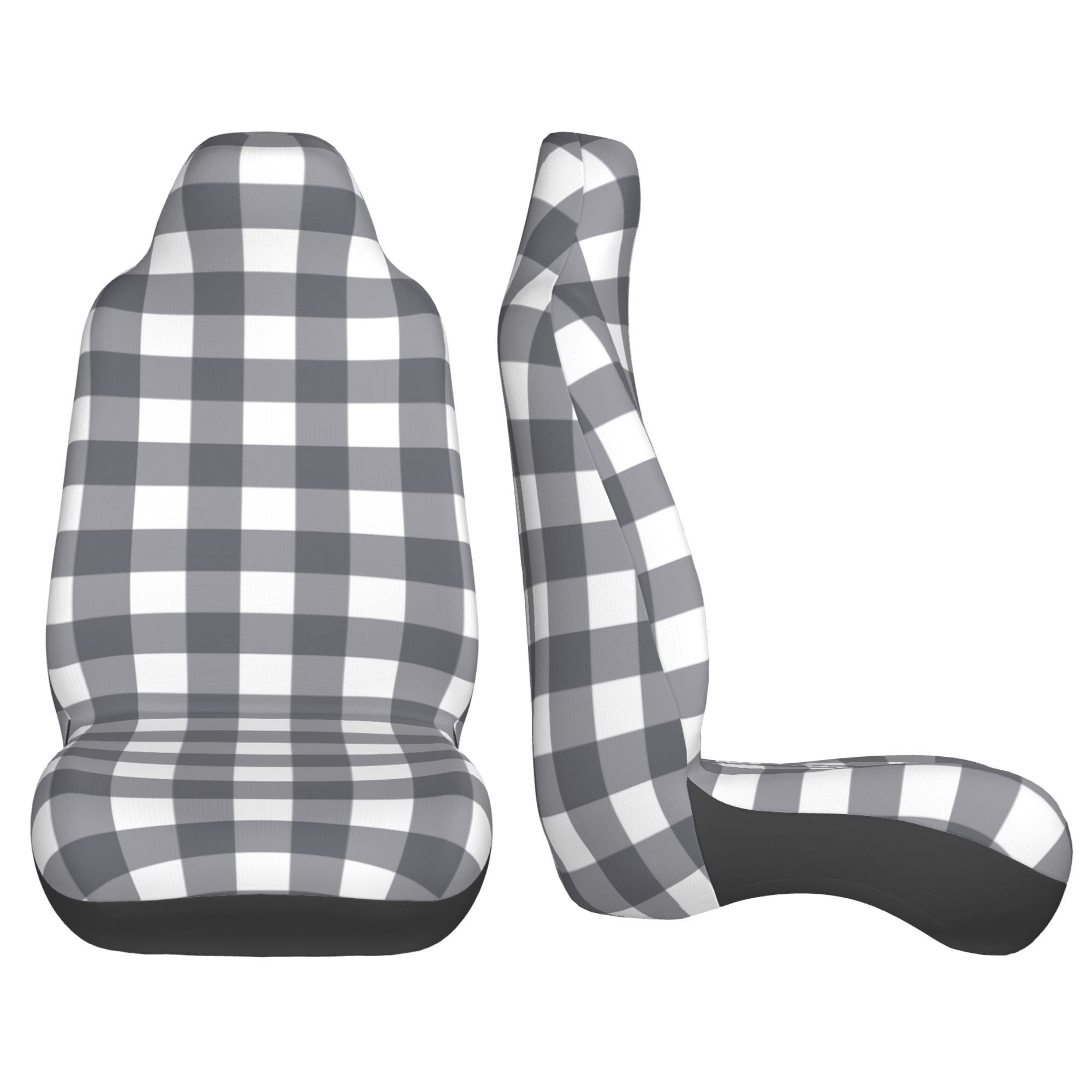 ZICANCN Car Seat Cover Gray Gingham Print Car Front Seat Covers Protectors ， Automotive Seat Covers for Cars Trucks Suv