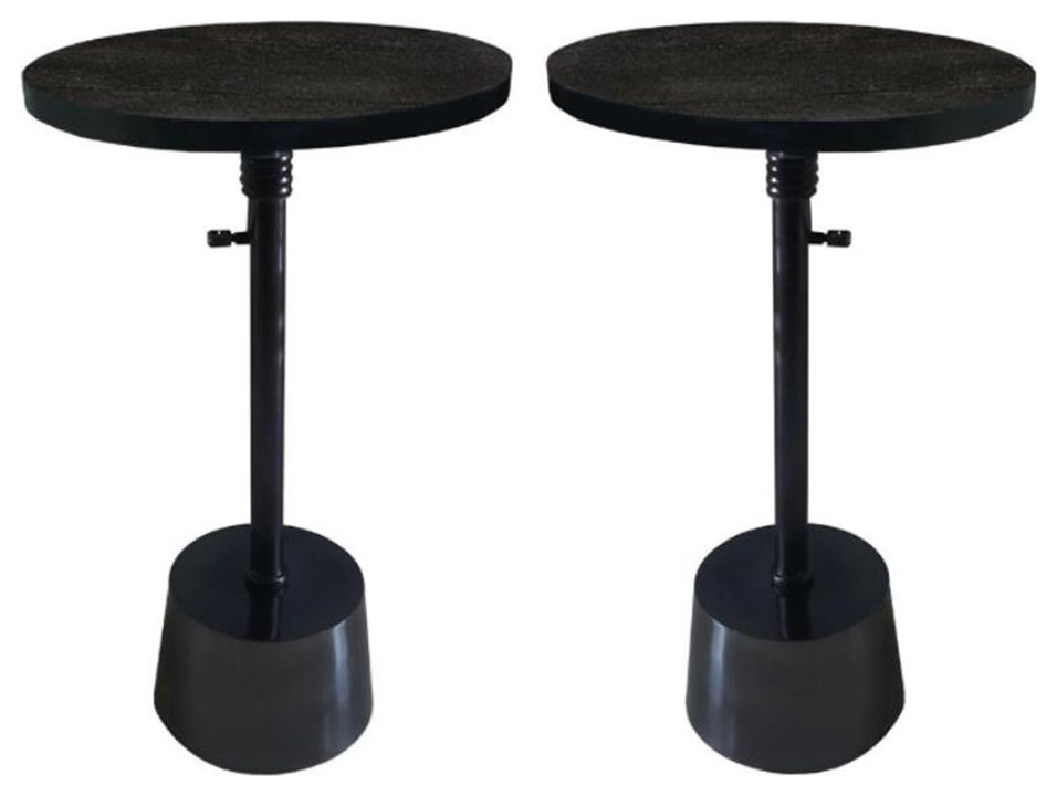 Home Square Aluminum Frame Round Side Table with Marble Top in Black   Set of 2   Industrial   Side Tables And End Tables   by Homesquare  Houzz