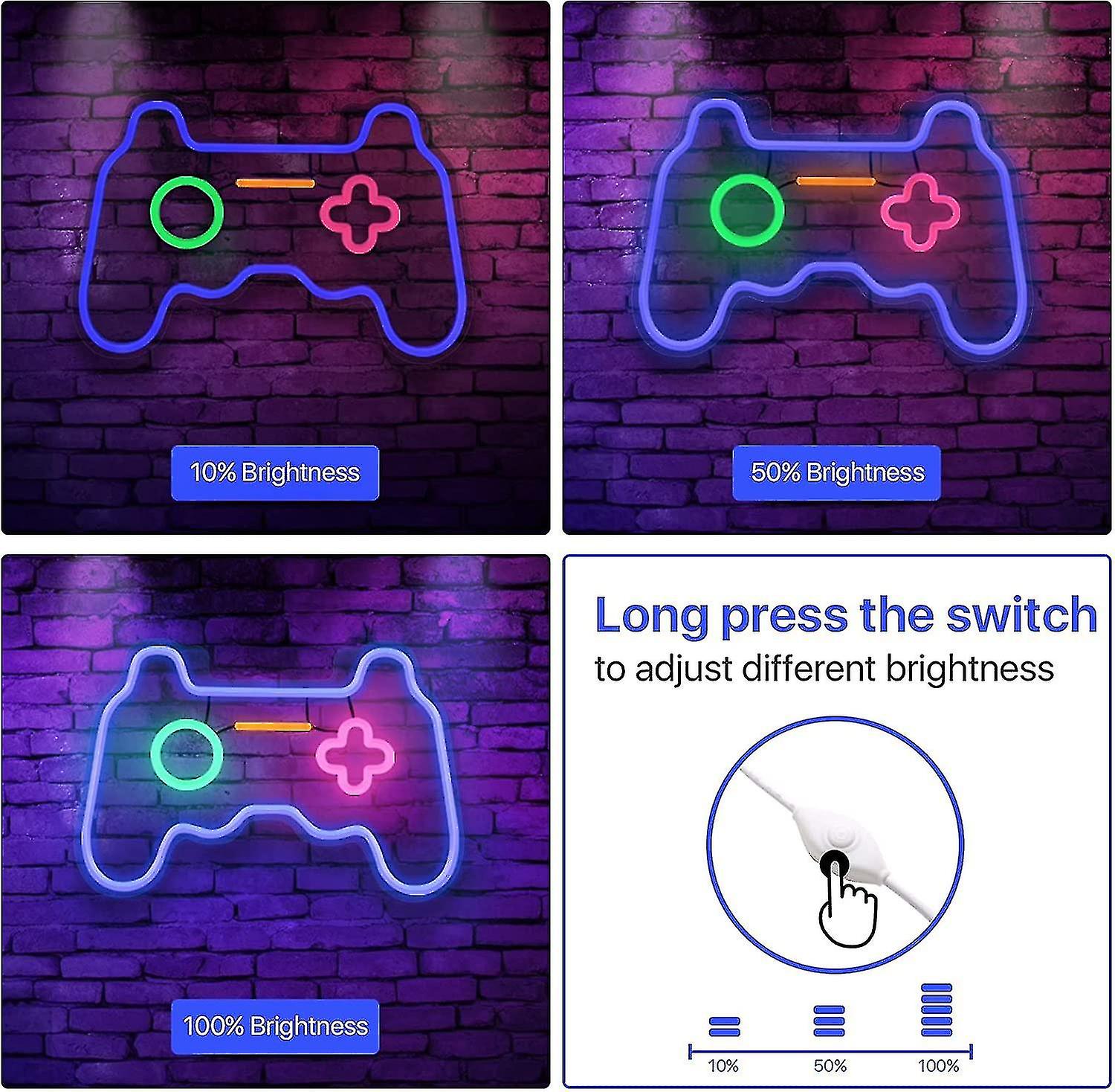 Neon Gamepad Neon Led Usb Powered Light Sign Decor Gaming Cool Neon For Bedroom Playroom Bar Kids Gift Party Decoration (blue) Betterlifefg Best