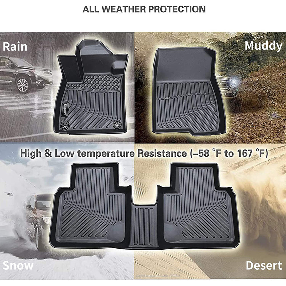 Floor Mats Custom Honda Hr-V 2023 All Weather Protection Tpe Heavy Duty Anti-Slip Car Floor Mats for Front and Second Row Floor Mats Honda Hrv 2023 Complete Kit， Black