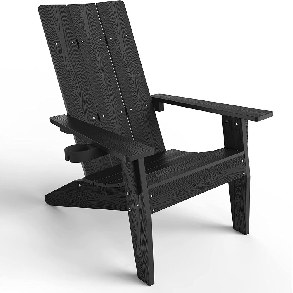 WINSOON  Weather HIPS Outdoor Adirondack Chair with Cup Holder