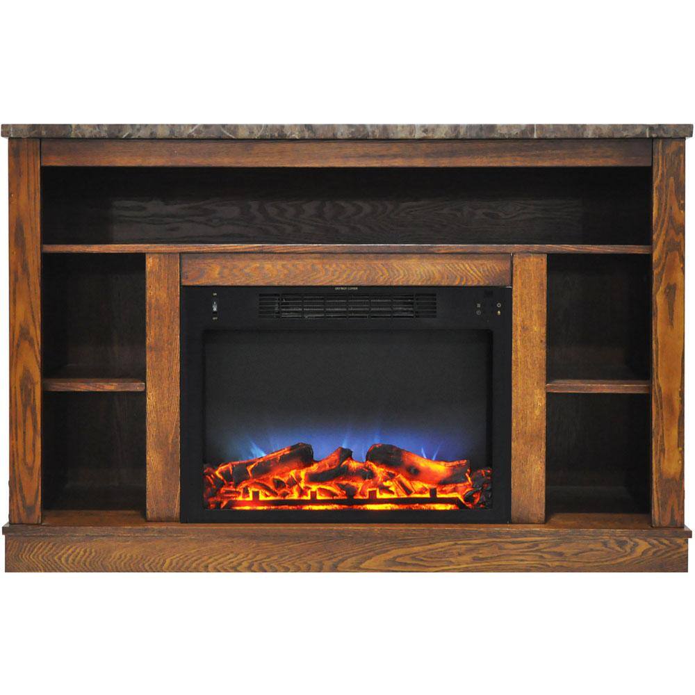 Cambridge 47 in. Electric Fireplace with a Multi-Color LED Insert and Walnut Mantel CAM5021-1WALLED