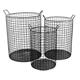 HomeRoots 20 in. H x 16.5 in. W x 14.25 in. D Black Steel Cube Storage Bin 3 -Pack 2000399672